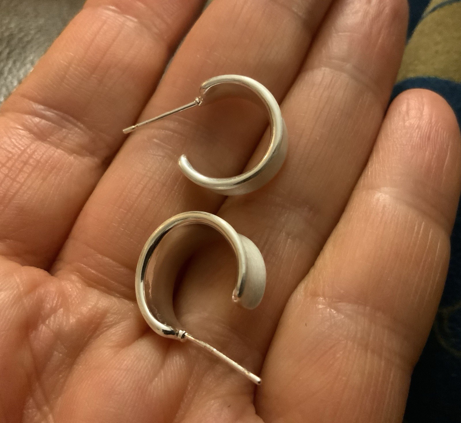 Sundance Molten Silver Hoop Earrings Boho Matte Brushed Minimalist Stud Catalog