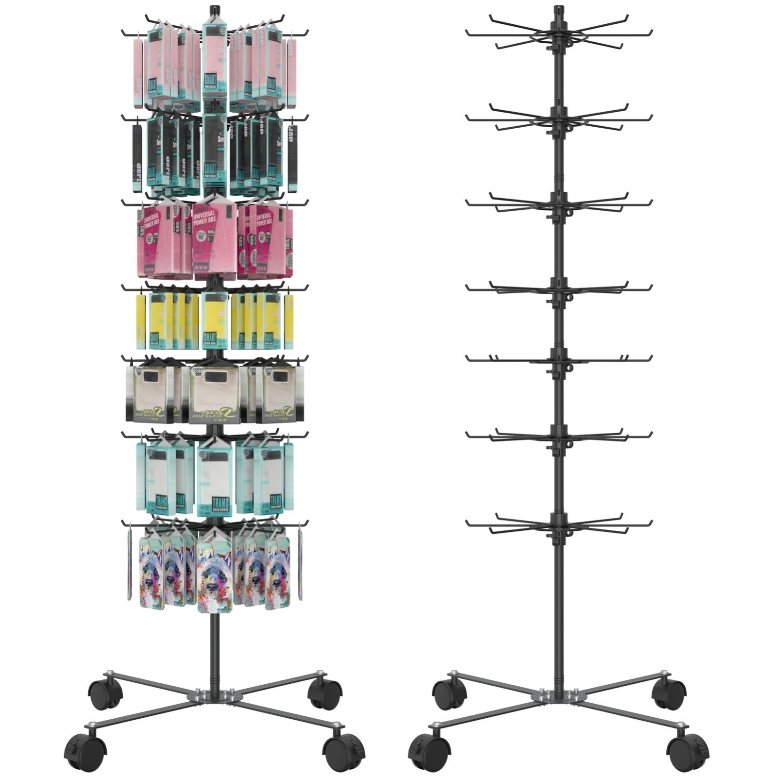 7-Layer 360° Rotating Jewelry Display Stand – Alloy Steel Vendor Rack for Access