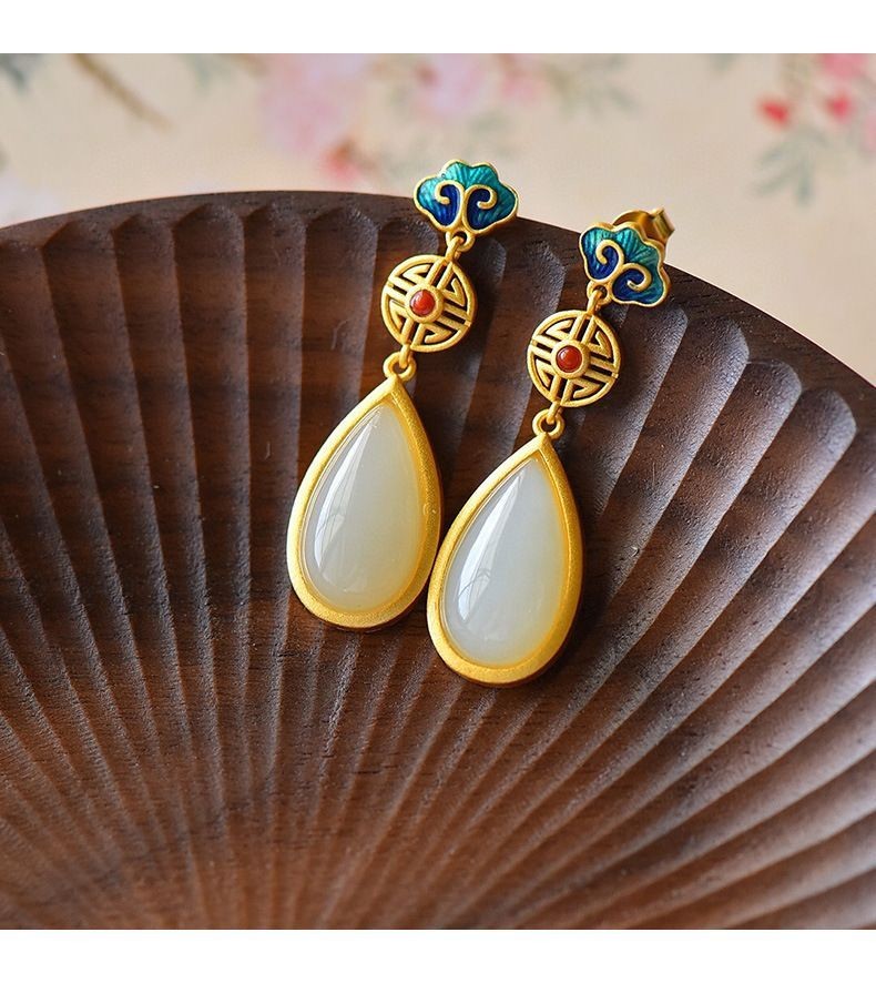 New Enamel Cloisonne Earrings Chinese for Qipao Women