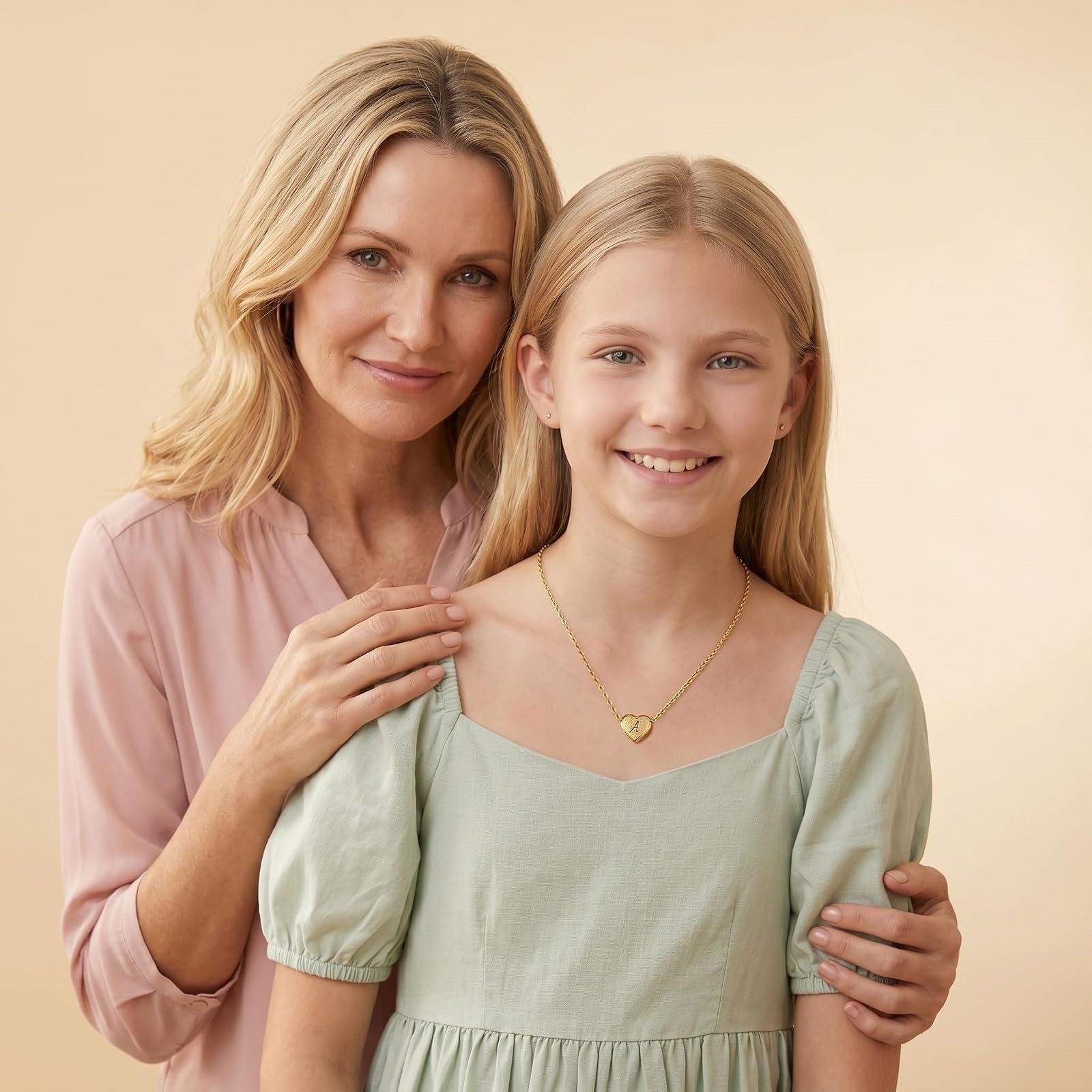 18k Gold Plated Heart Pendant Initial Necklace for Women Girls