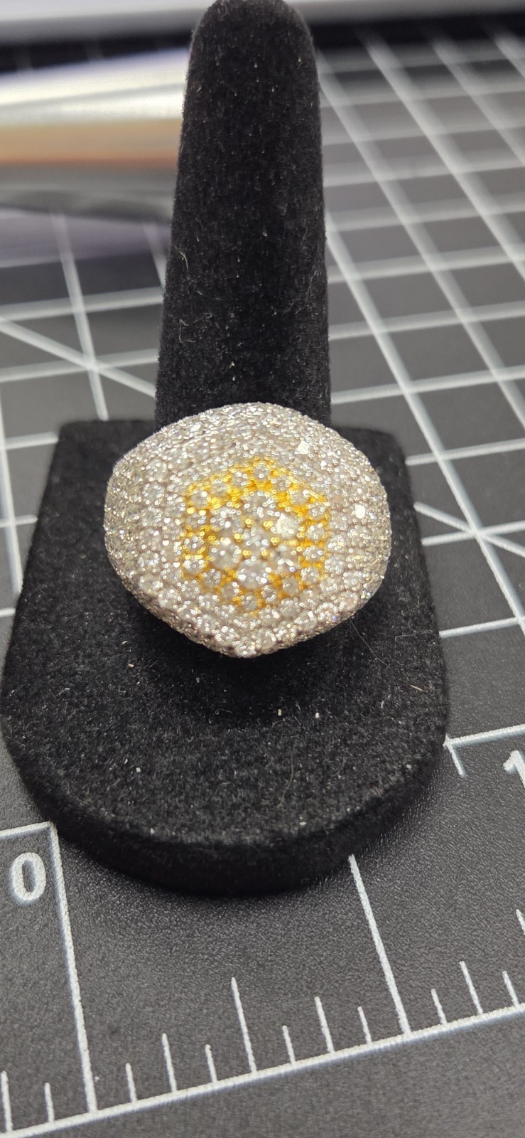 ✨ Iced Out Diamond 14K Gold Ring 💎 Size 9¼ 7.69 DWT Statement Ring