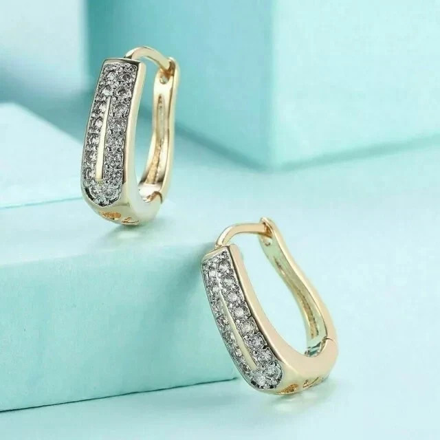 Women’s Engagement Hoop Earrings Round Cut Simulated Diamond 925 Starling Silver