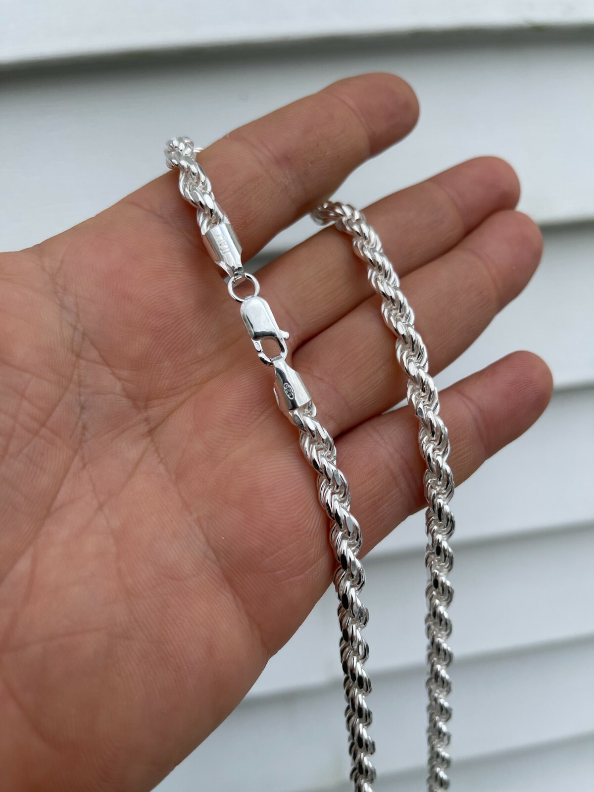 Men’s Rope Chain Real Solid 925 Sterling Silver Necklace 6mm 18″-30″ ITALY MADE
