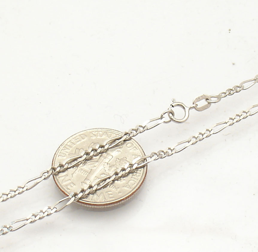 2mm Solid Royal Figaro Chain Ankle Bracelet Anklet Real 14K White Gold FREE SHIP