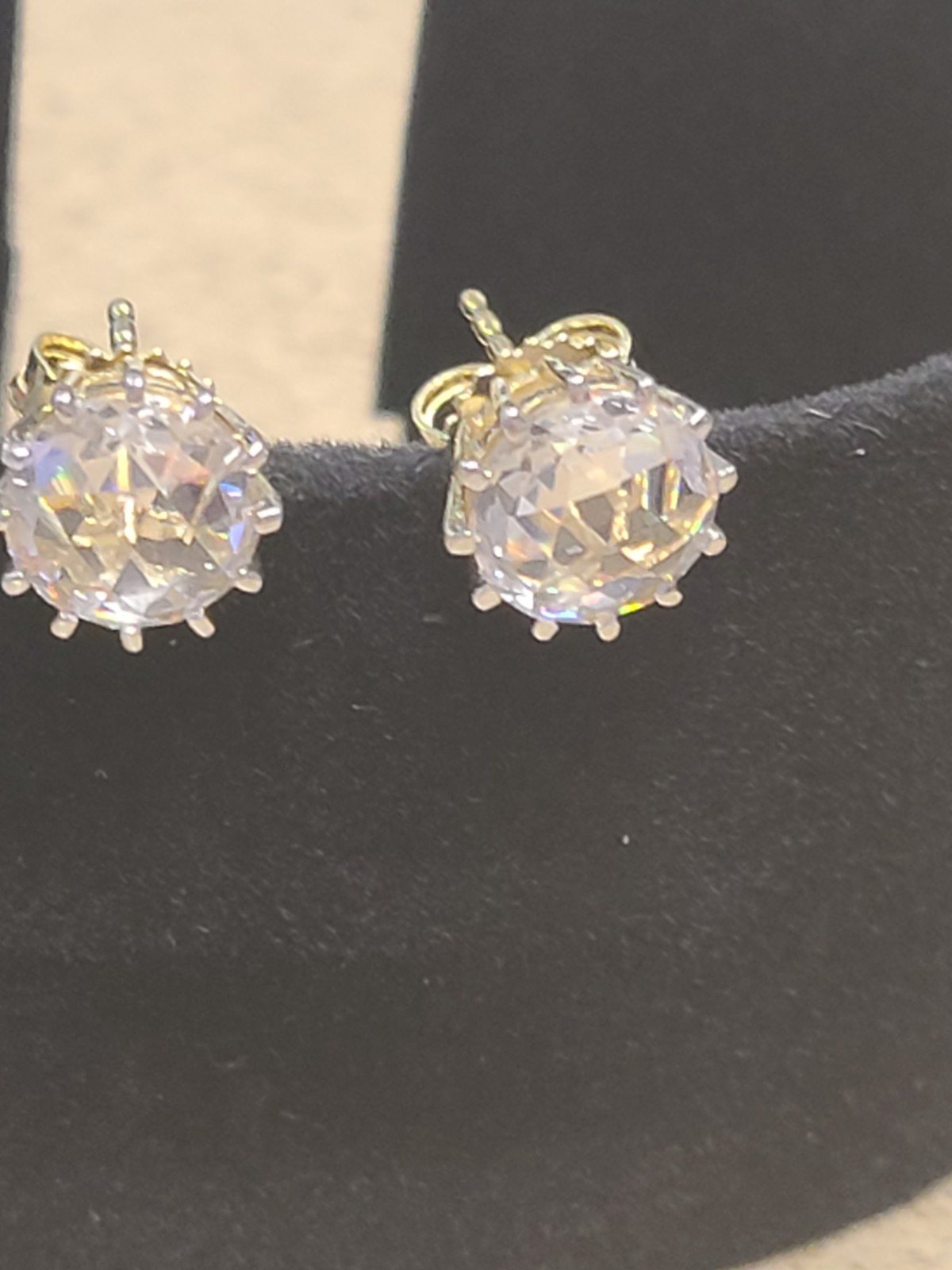 White Cubic Zirconia 18k Yellow Gold Over Sterling Silver Rose Cut Studs 4.90ctw