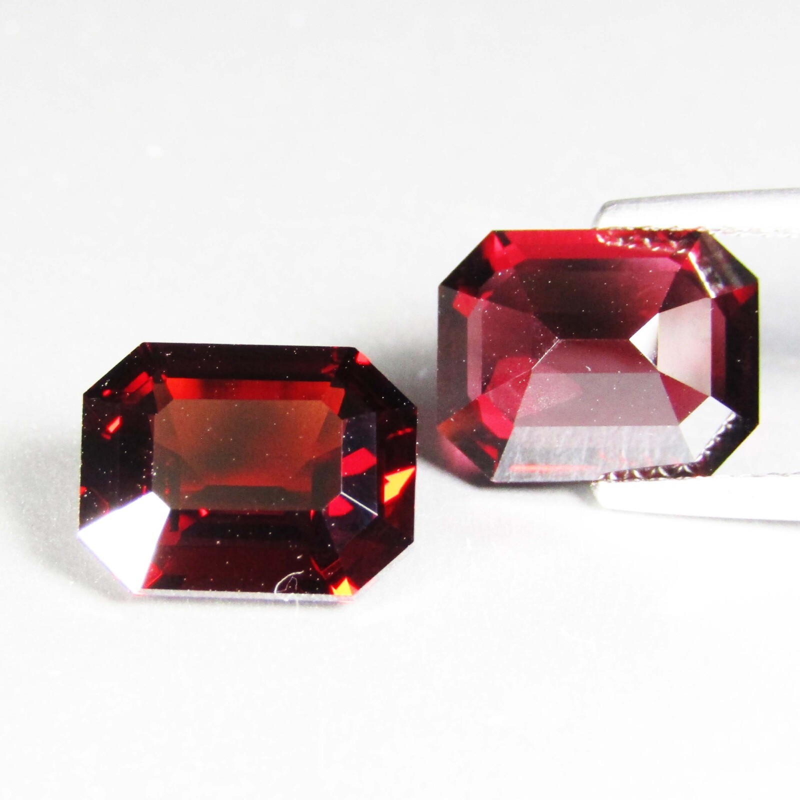 8.86Cts Natural Genuine Pyrope Garnet 10.5×8.5x5mm Emerald Cut Pair Gemstones