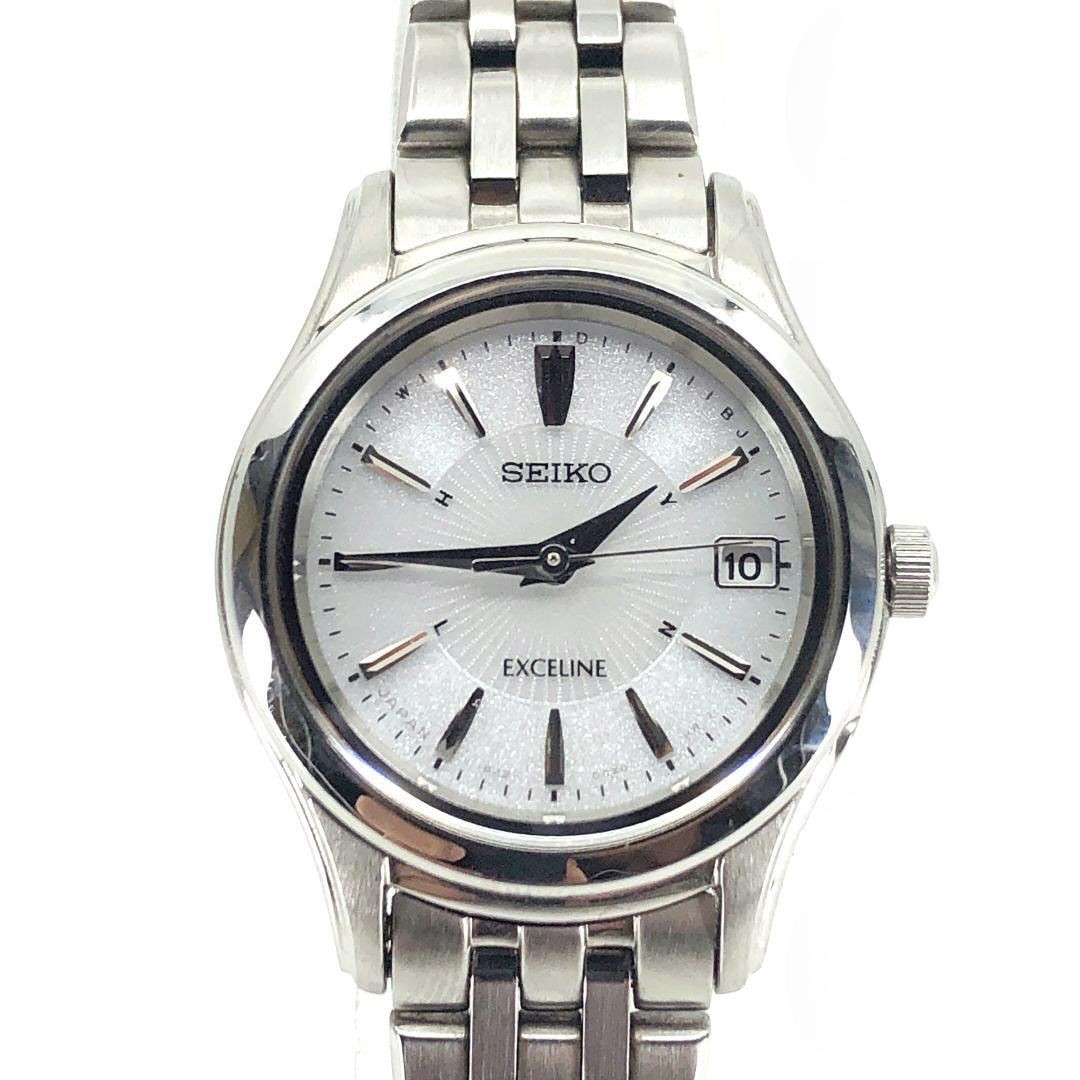Item SEIKO Exceline 1B22 0AM0 Solar Quartz Stainless Silver White