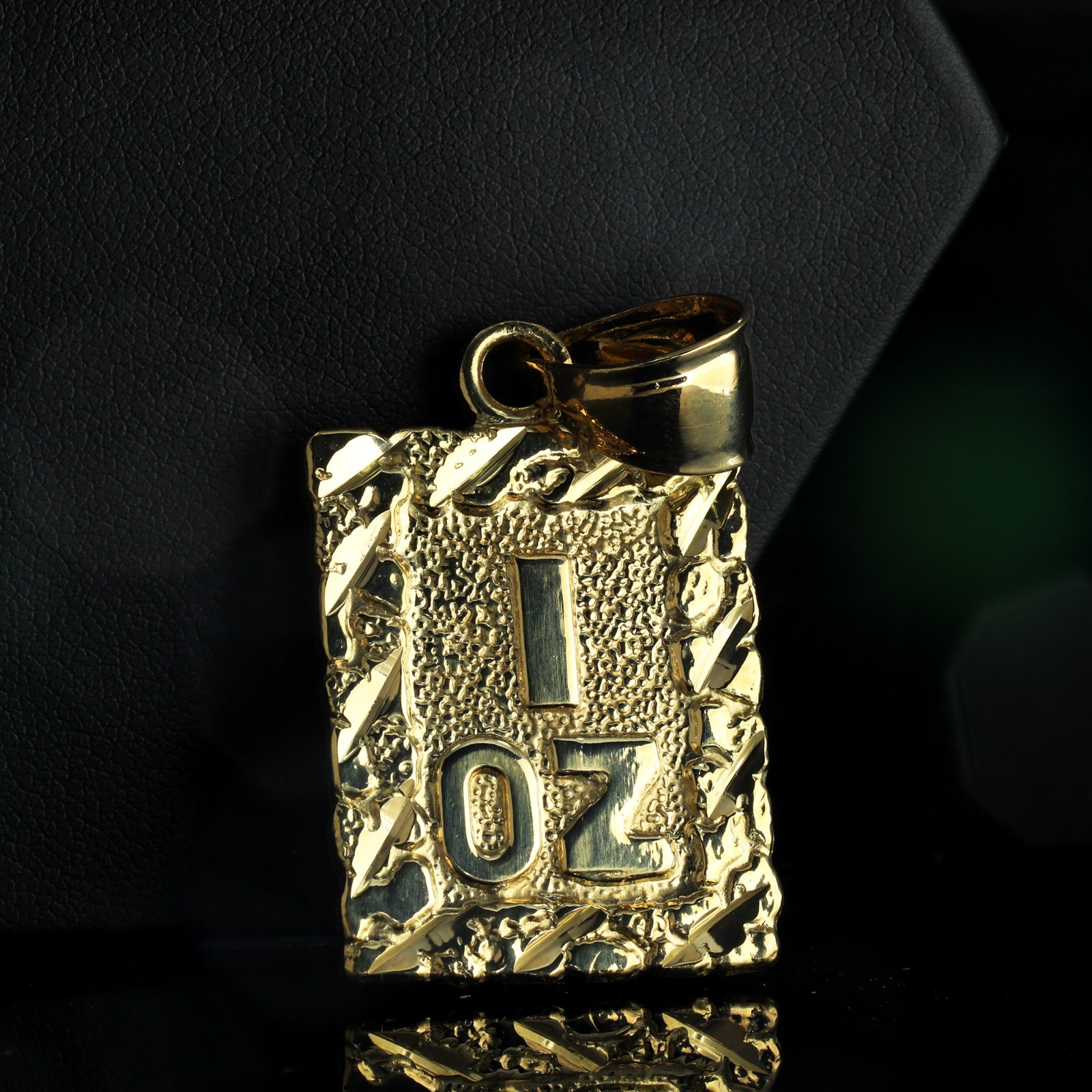 1 OZ Nugget Cut Charm Pendant 14k Gold Plated Brass 5mm 20″ Cuban Choker Chain