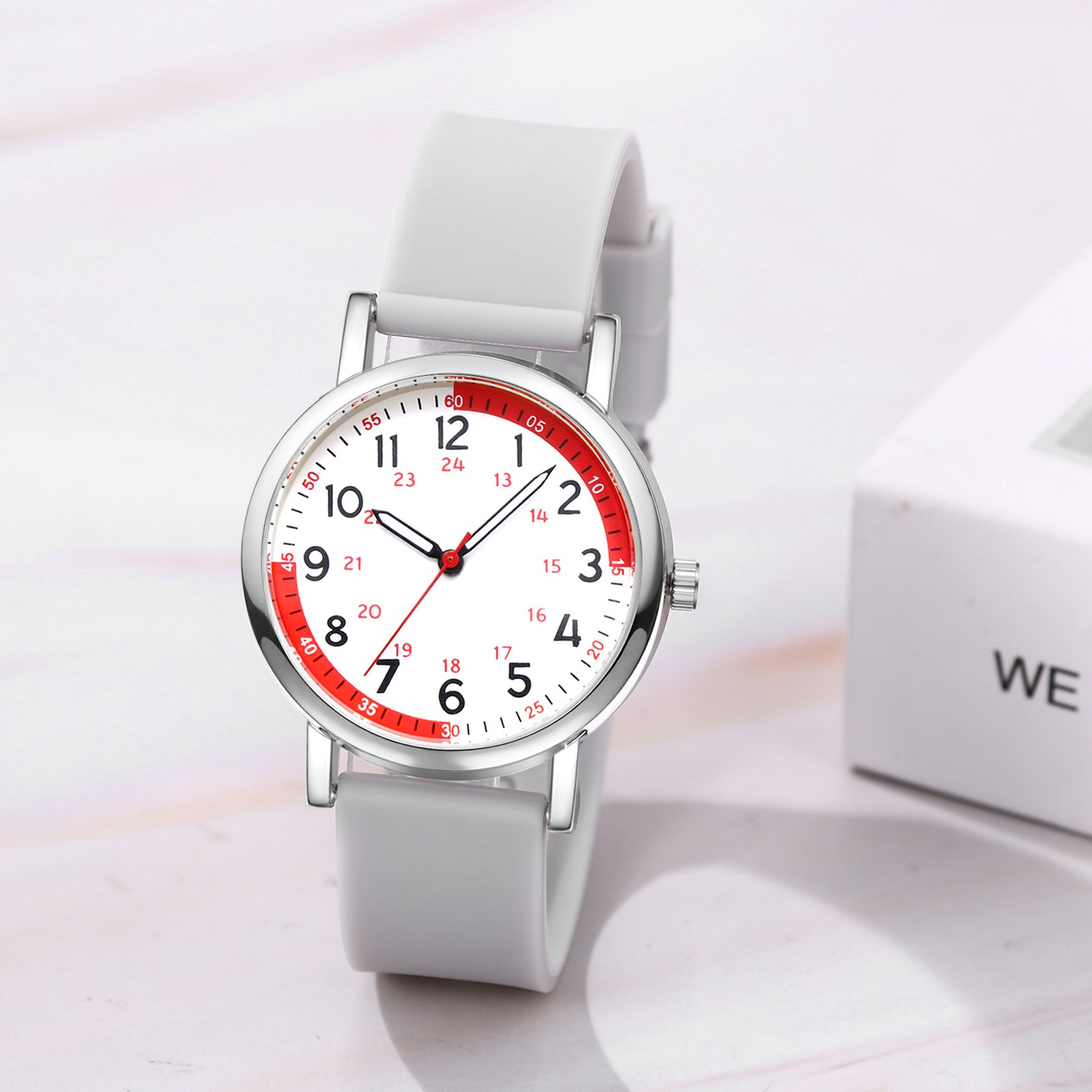 Men Women Easy Reader 24H/12H Dial Silicone Band Pulse Calculation Medical Watch