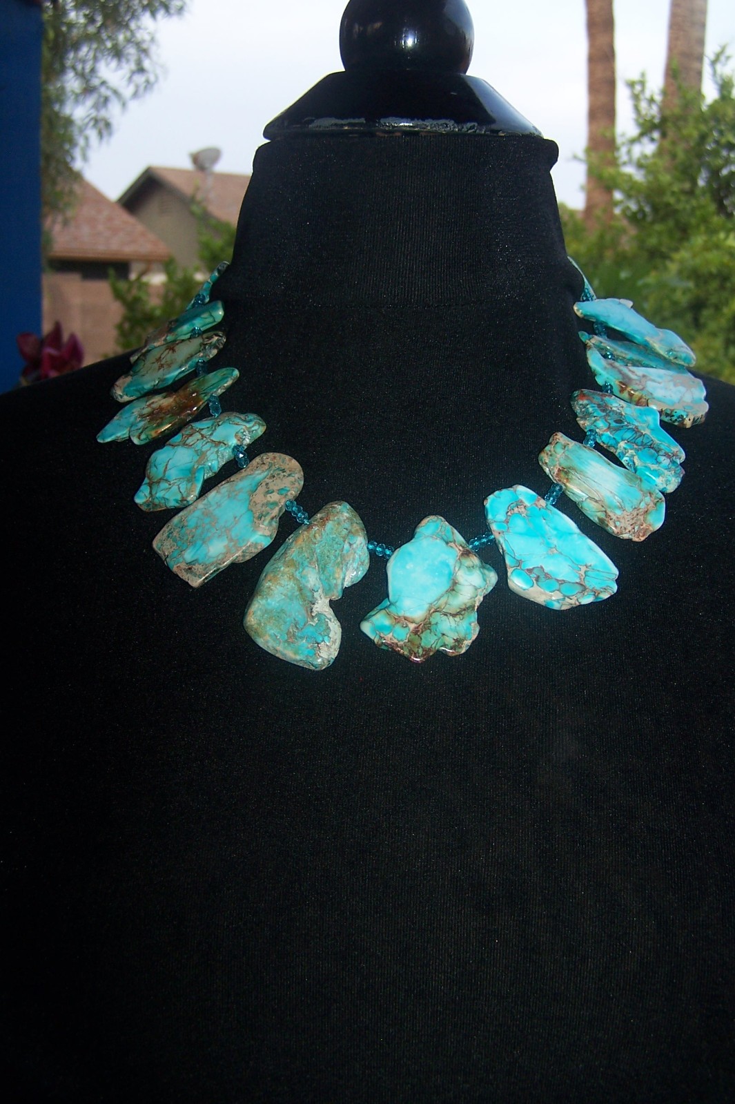 NWOT LUC Lucas Lameth Sterling Silver Turquoise Jasper Slab Statement Necklace