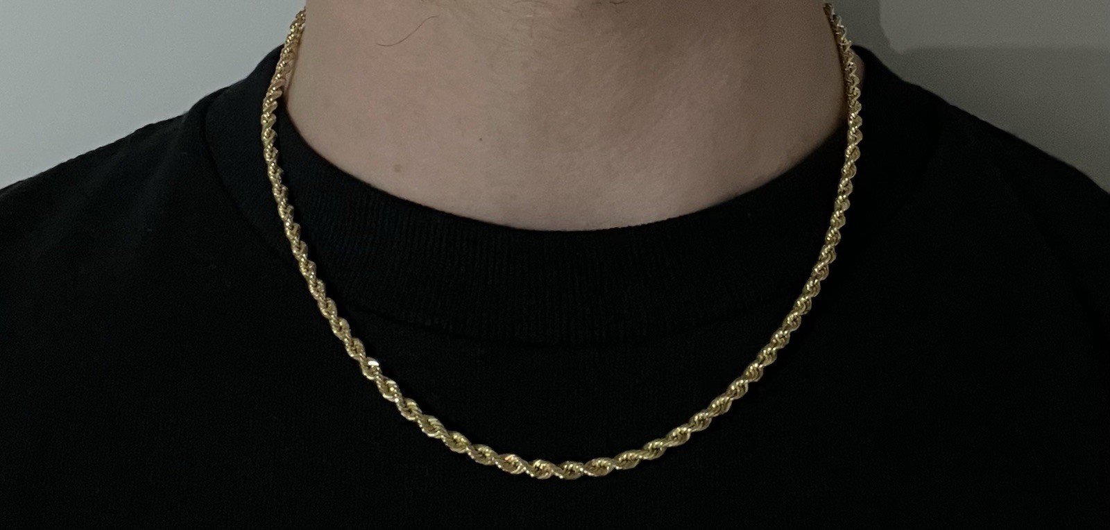 18” 14K Hollow Yellow Gold Diamond Cut Rope Chain | 5.92g | 3.3mm | Lobster |