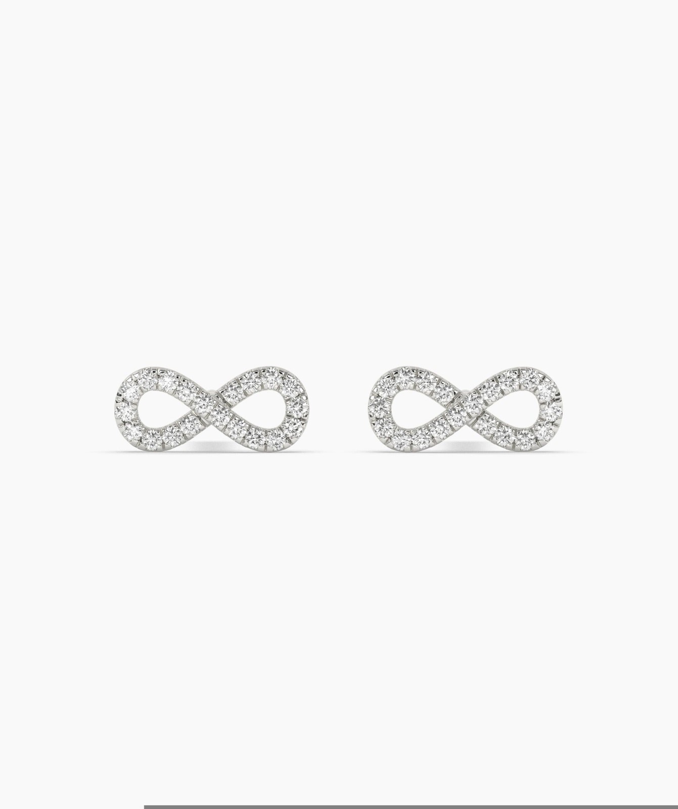 Round Cut Lab Grown Diamond 14K Gold Pave Diamond Infinity Symbol Stud Earrings