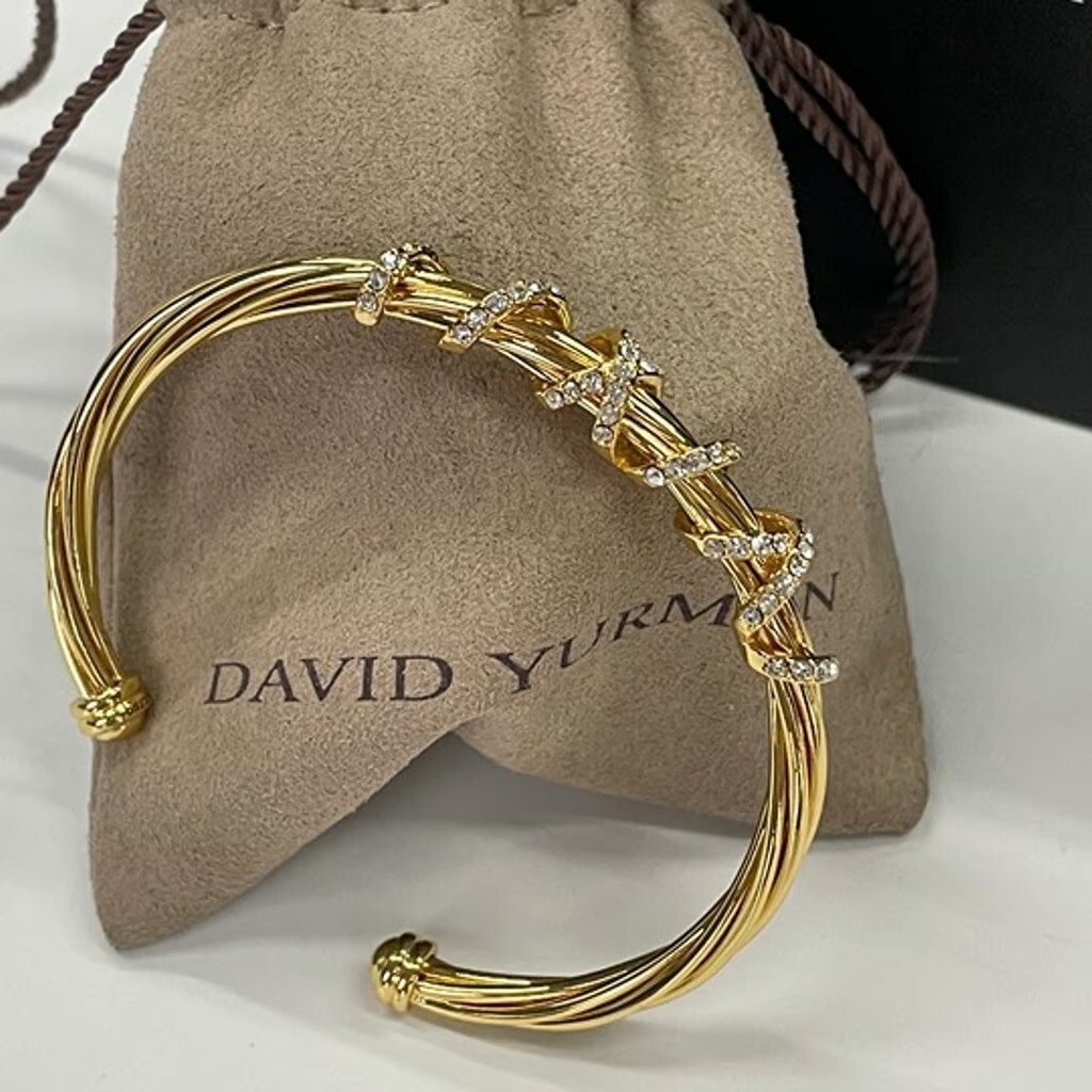 David Yurman 4mm Cable Classic Bracelet with 18K Gold /Diamond