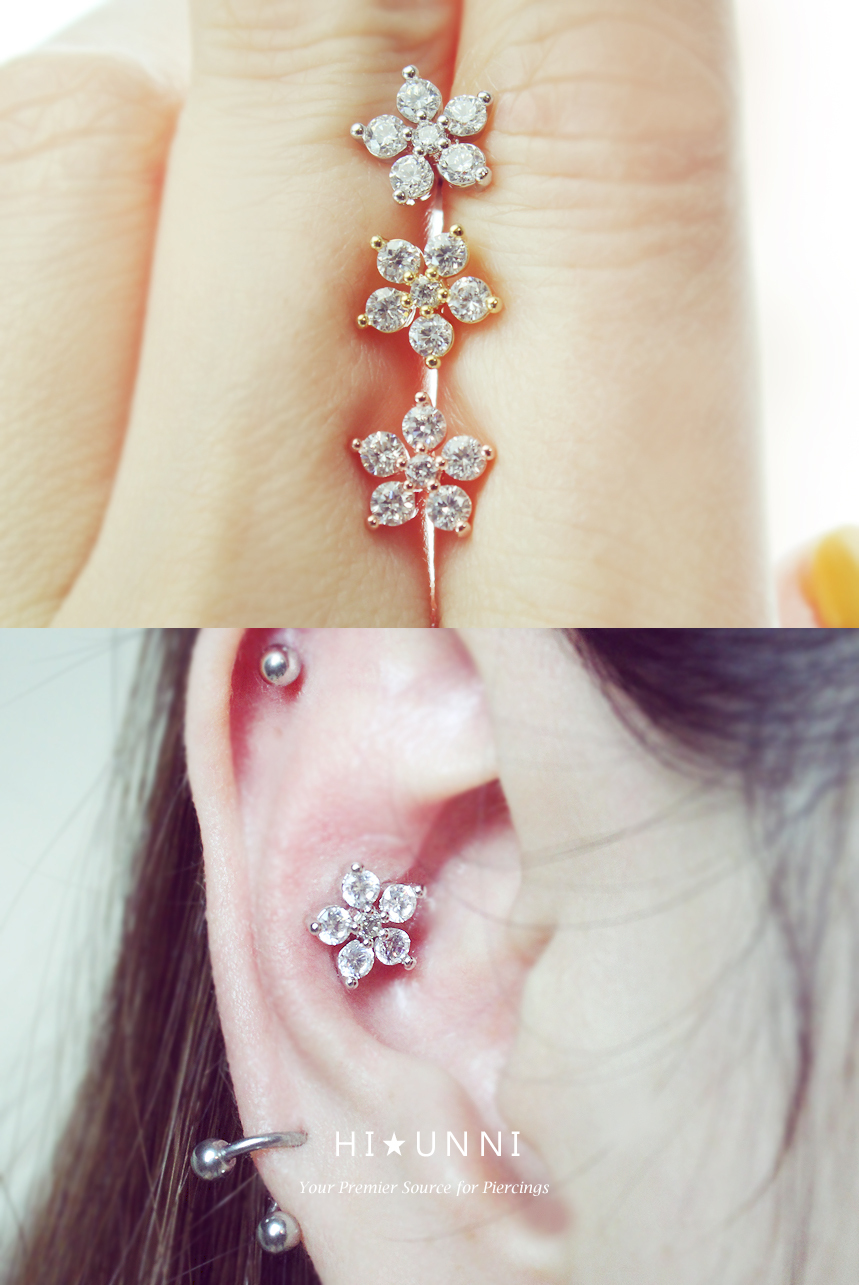 16g flower cartilage earring, tragus helix conch earrings, labret (optional),1pc
