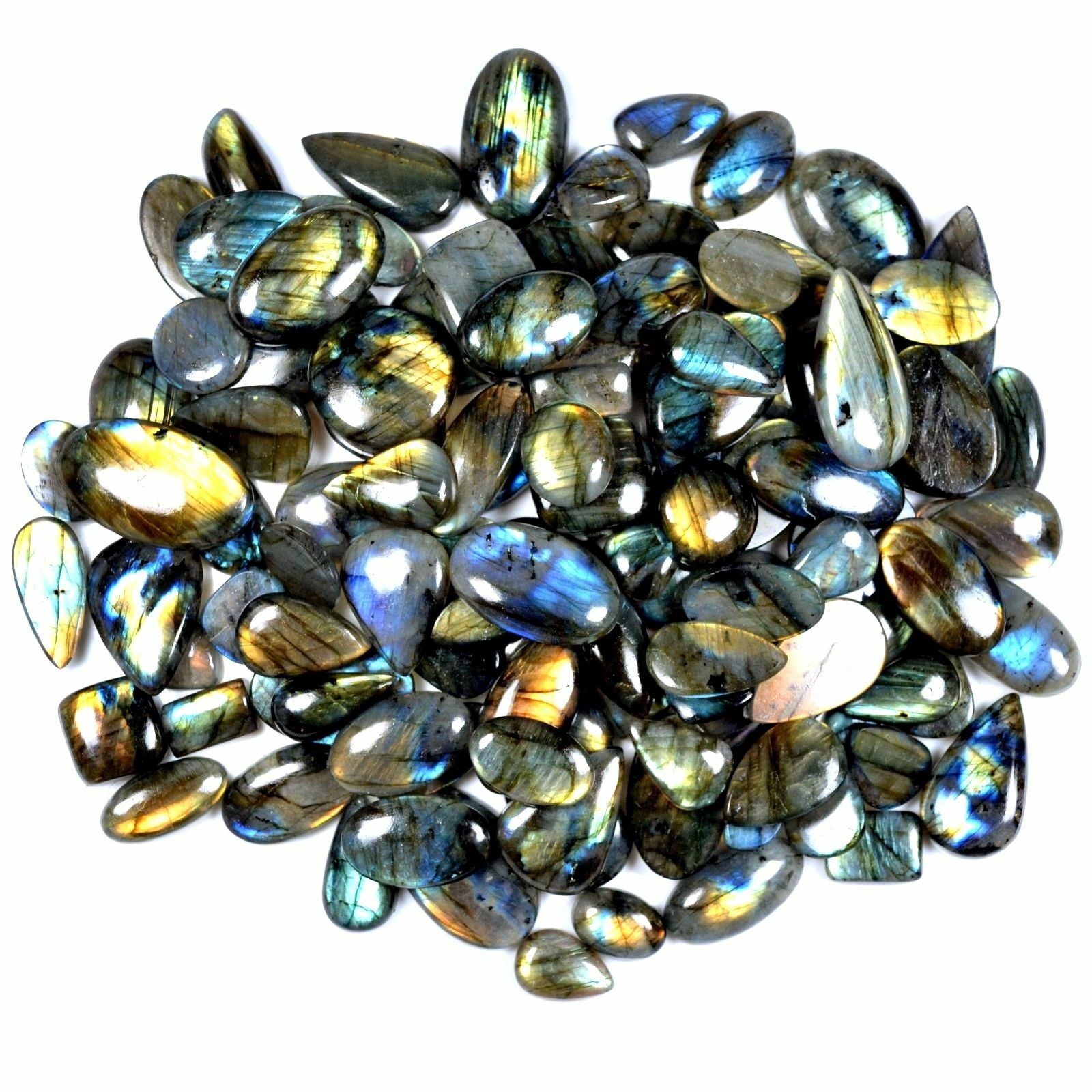 5000Cts. Natural Labradorite Mix Shape Cabochon Loose Gemstone 100Pcs Lot