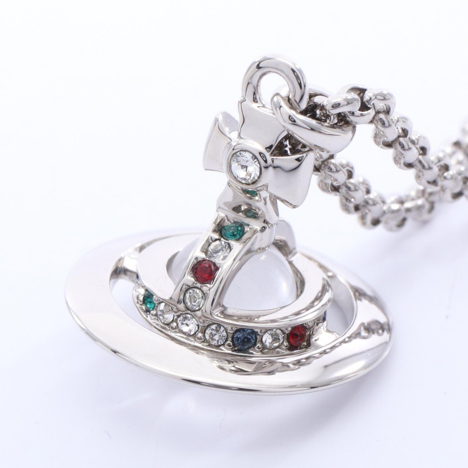Vivienne Westwood NEW PETITE ORB Orb Necklace Pendant SS Rhinestone Multi NEW
