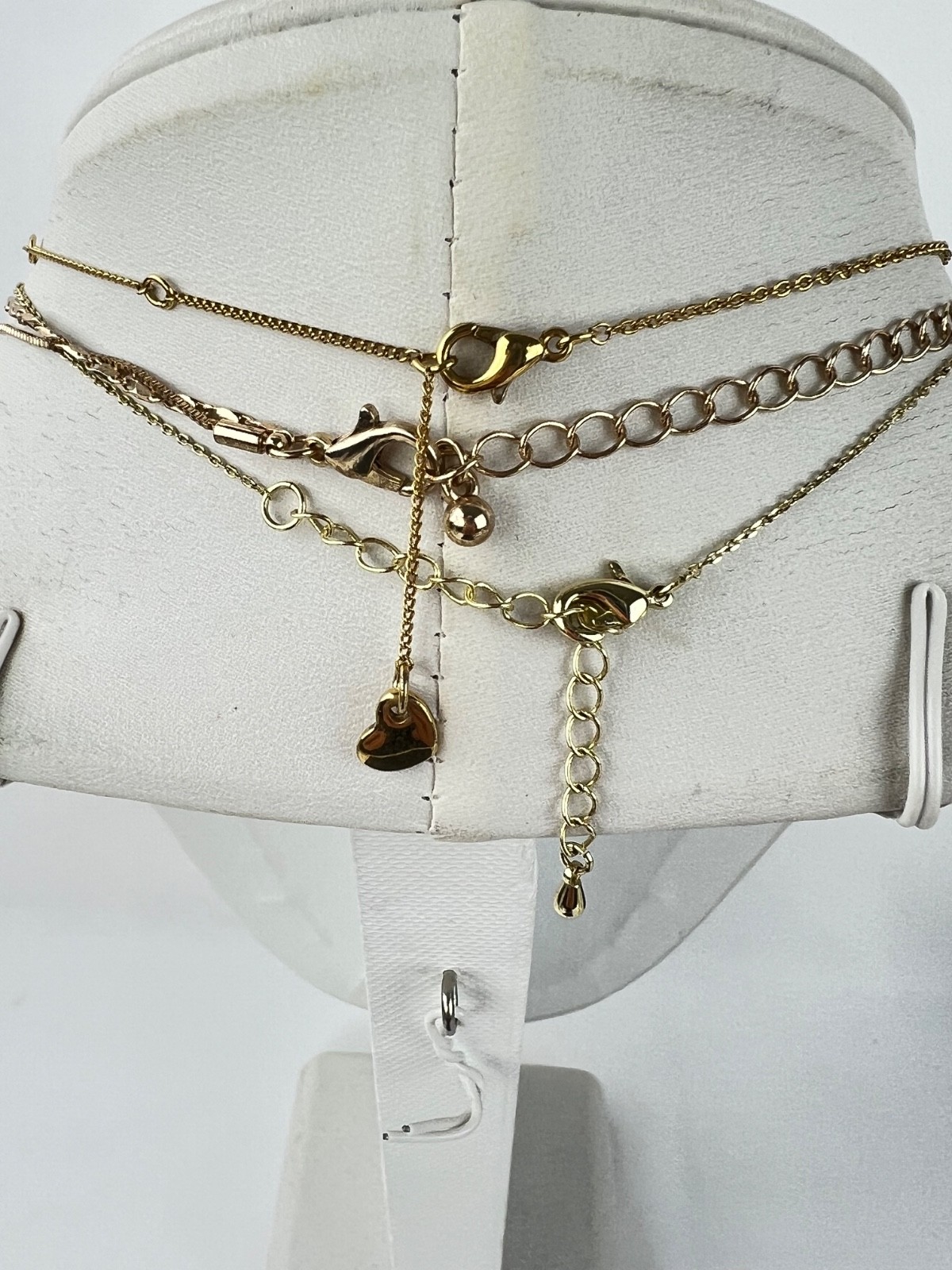 Fashion 3 Necklaces Lot Chains Gold Tone 3 Crosses 1 Bar Pendant Layering Set