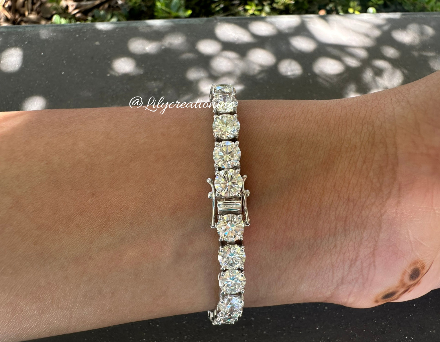 18.50 Carat Round Lab Grown Diamond Tennis Bracelet 6.50 Inch 10K Gold