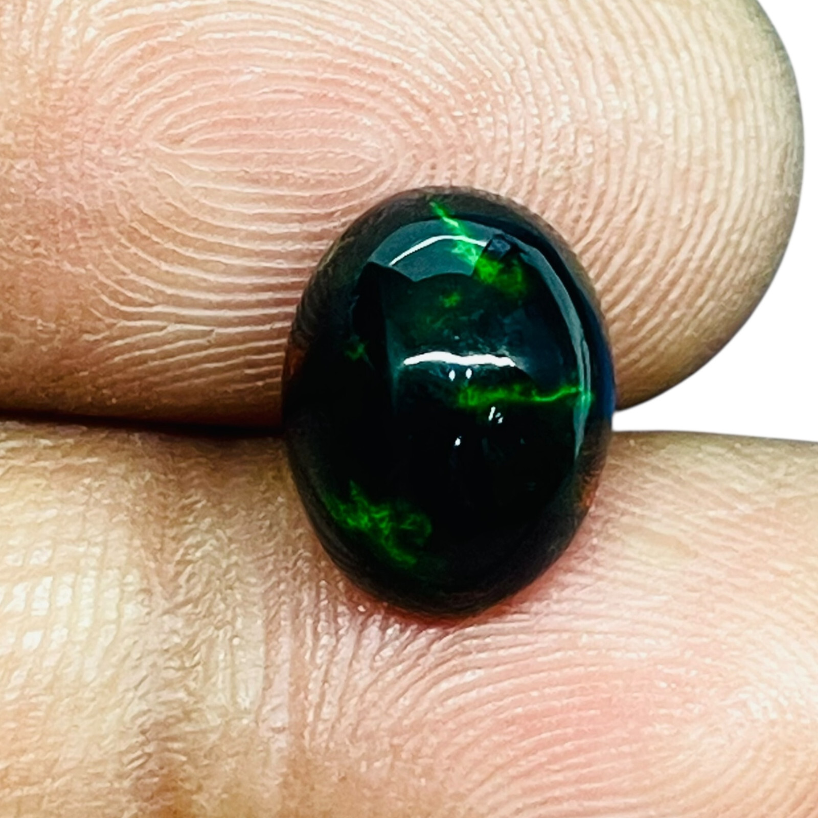 2.23 Cts Natural Ethiopian Black Opal 10.5x8mm Oval Cabochon Loose Gemstone