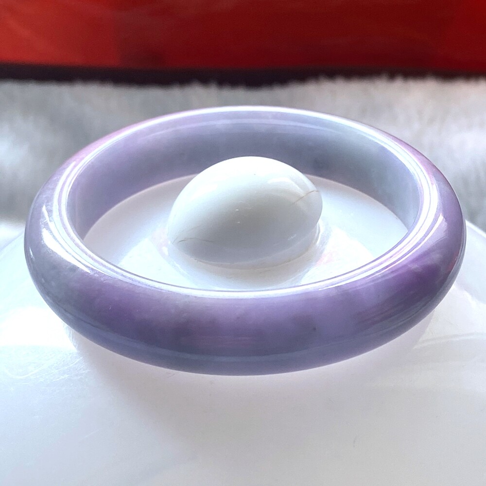 Certified Grade A Lavender 55-56mm Natural Burma Jade jadeite Bangle Bracelet