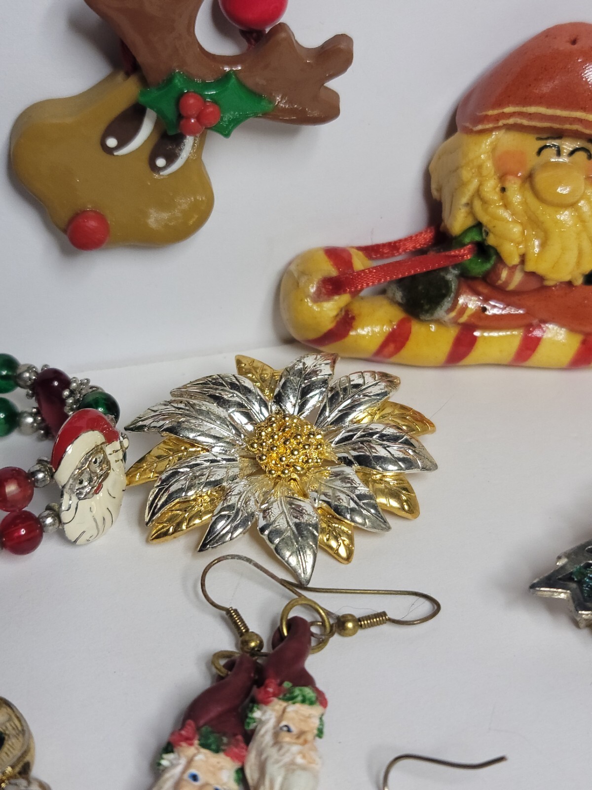 Christmas Jewelry Collection, Earrings, Brooches, Bracelets, Reindeer Necklace