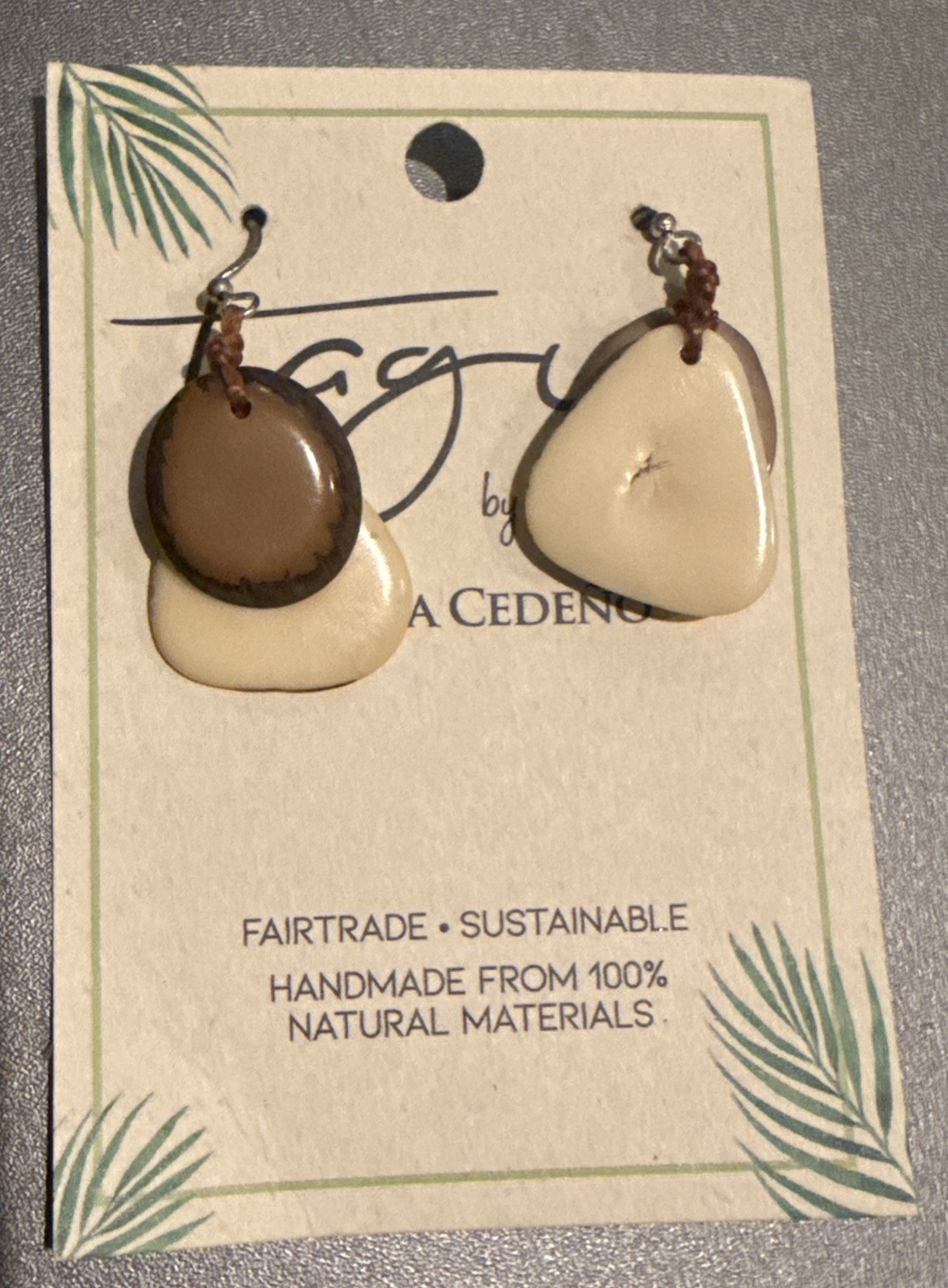 Tagua By Soraya Cedeno Sustainable Brown Earrings Handcrafted From Ecuadorian Ra