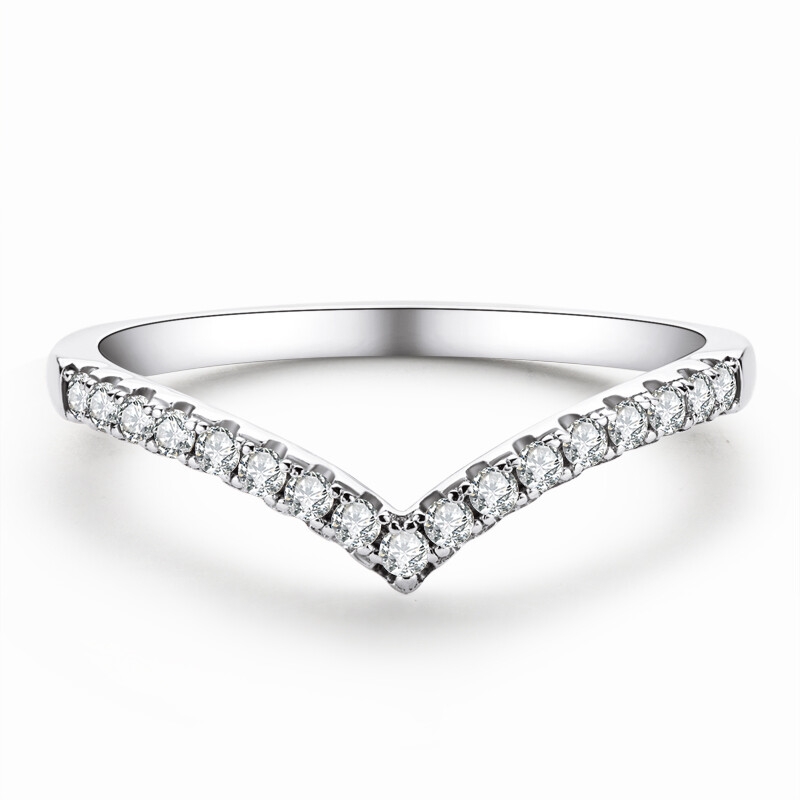 2.2mm Moissanite 925 Sterling Silver V Wedding Band Ring Guards Size 3-12 SS151