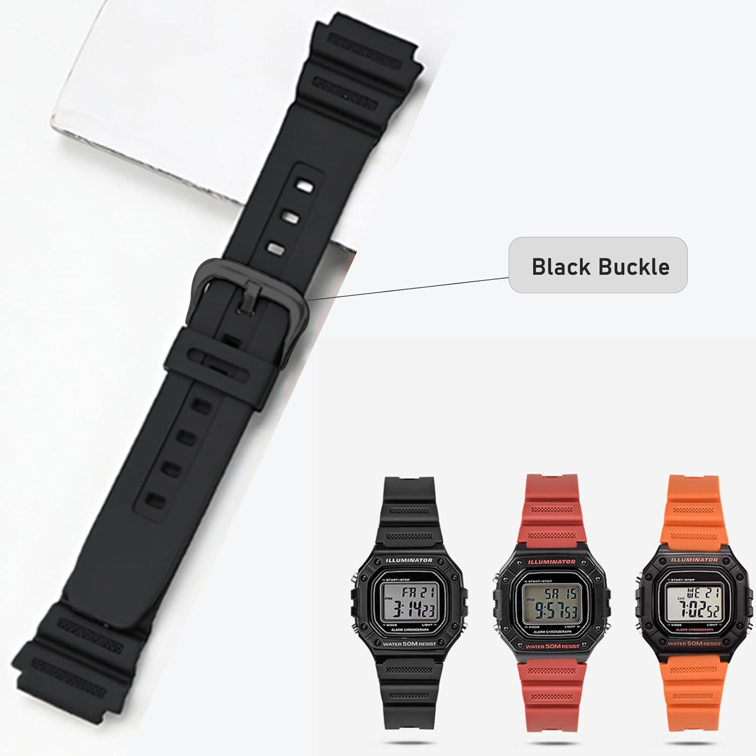 Natural Resin Replacement Watch Band Compatible with Casio W218H W-219H AE1200WH