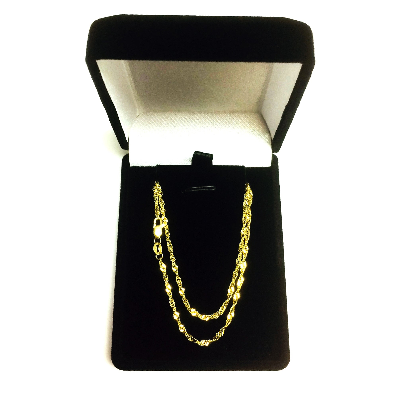 10k Yellow Real Gold Singapore Chain Necklace, 1.7mm, 16″