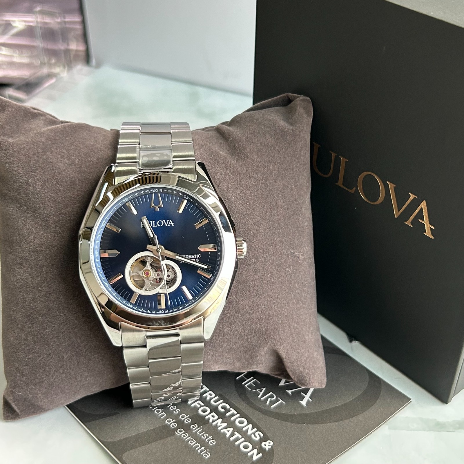 Bulova Surveyor Blue Dial Stainless Steel Strap Men’s 96A275 Automatic Watch