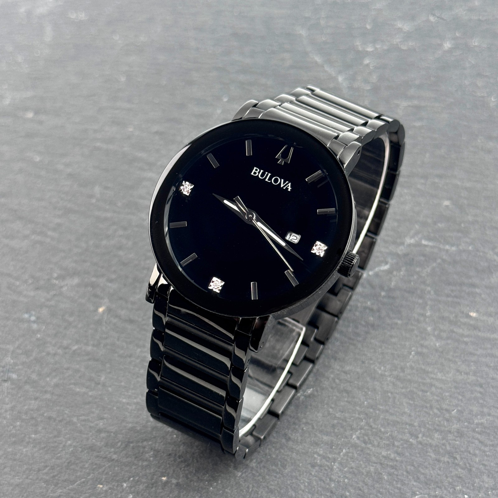 Bulova Futuro Men’s Modern 98D144 Black Diamond Dial Quartz Watch 42mm