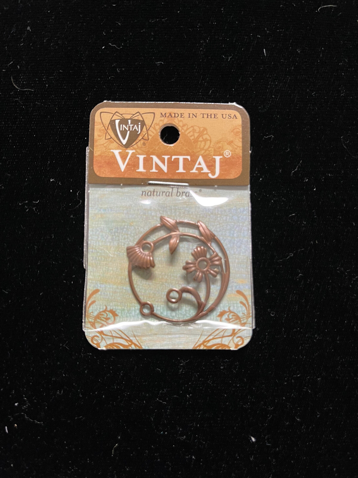 Vintaj Natural Brass Flower 1-1/4” Pendant