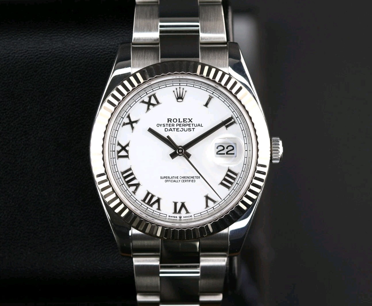 Rolex Datejust 41mm Roman Numeral White Dial 126334 Stainless Steel Fluted Bezel