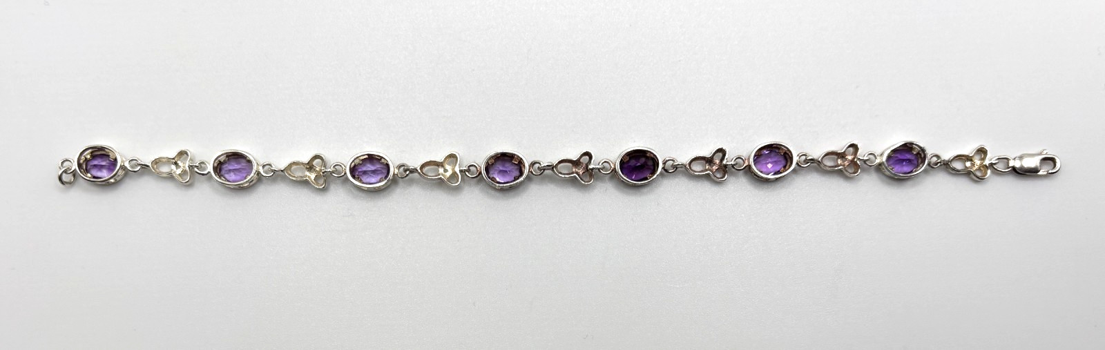 Vintage Marked Amethyst 925 Sterling Silver Celtic Knot Tennis Link 7.5 Bracelet