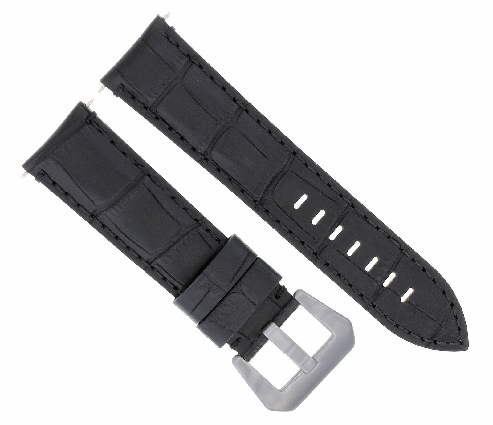 24mm Black Leather Replacement Watch Strap For Anonimo Militare