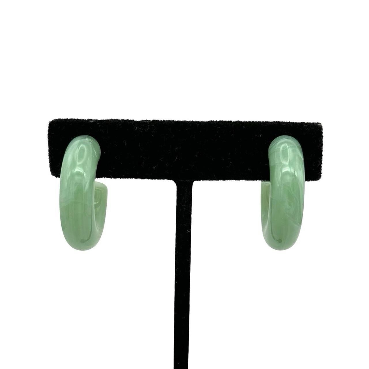 Acrylic Resin Hoop Earrings Lot (4) Plastic Jewelry Green Marbled Tortoiseshell