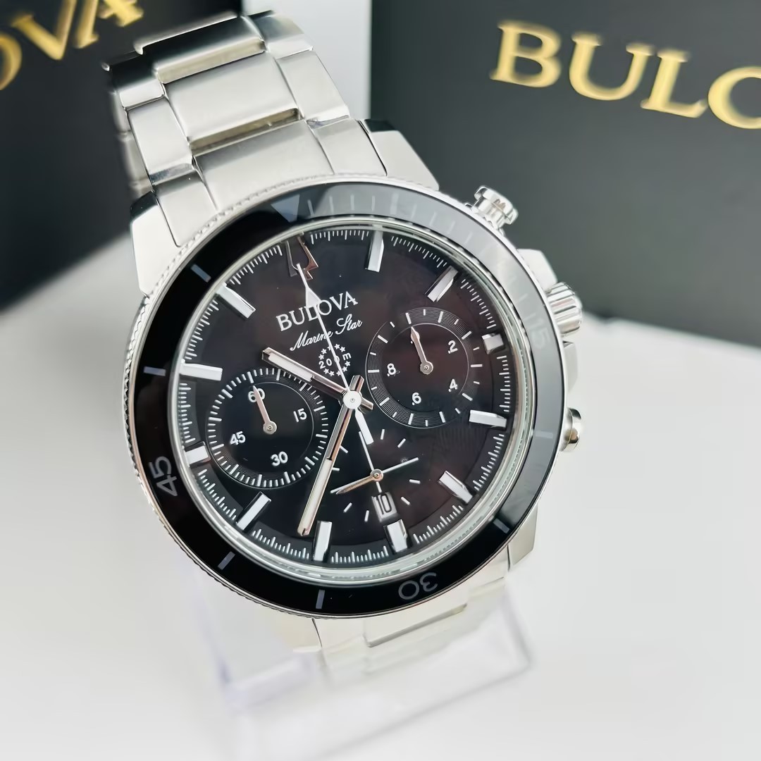 Bulova Marine Star Series C 96B272 Black Dial Chronograph Men’s Quartz Watch New