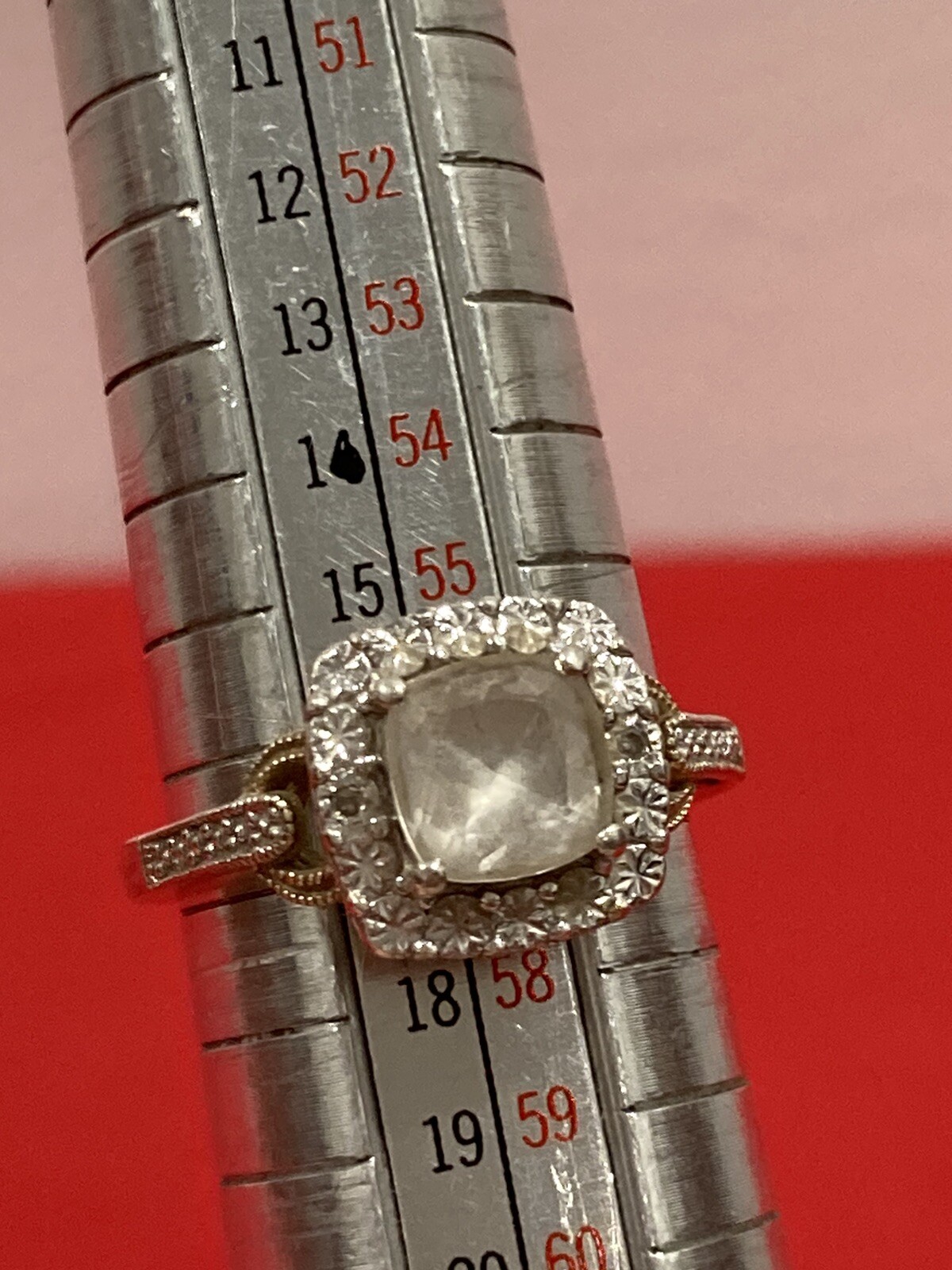 925 Signed Sterling Silver CZ Cubic Zirconia Halo Cocktail Band Ring SIZE 7.75