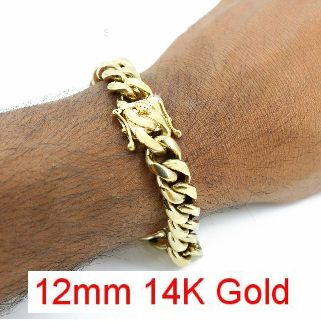 Miami Cuban Link Bracelet 14k 18k Yellow Rose Silver Gold Plated Stainless Steel