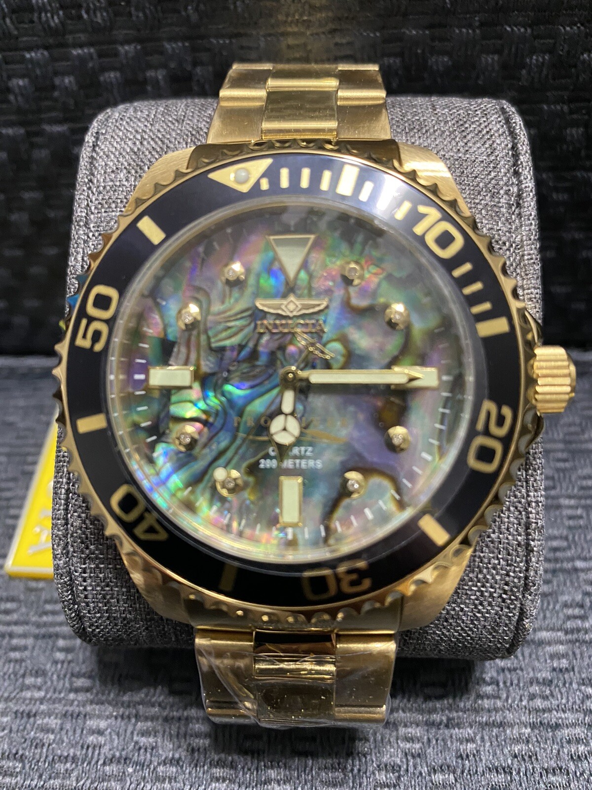 Invicta 47mm Pro Diver, Abalone W/Diamond Accents,Gold Tone Watch, Model #37403