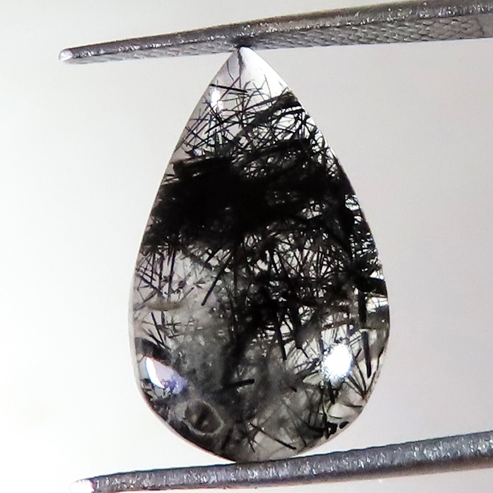 natural RUTILE QUARTZ pear cabochon loose gemstone 6.45 Cts. (11 x 18 x 04 mm)