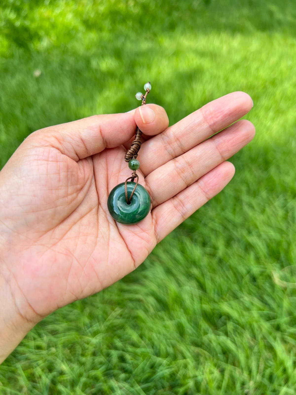 Genuine 100% Natural Rich Green Nephrite Jade PingAn Pendant H141 C
