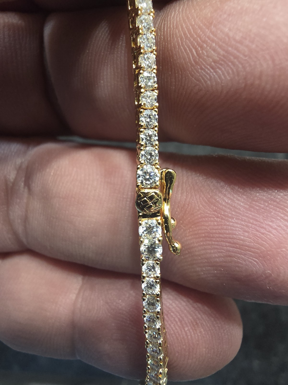 5ct Moissanite Tennis Necklace Yellow Gold Plated 2mm×18″
