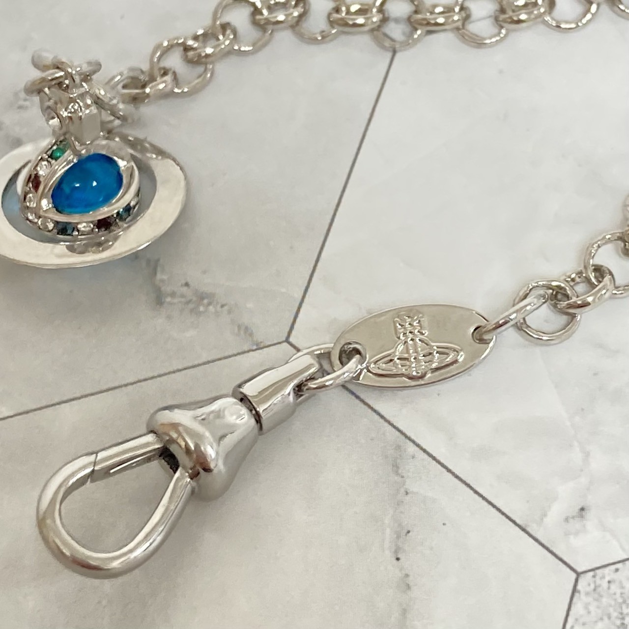 Vivienne Westwood Bracelet Petite Orb 17cm Silver Light blue sky Multi w/Pouch