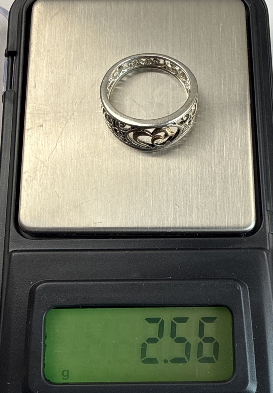 LA GEM & JEWELRY 925 Sterling Silver Double Heart Rose Gold PL Ring Sz 7 – 2.56g