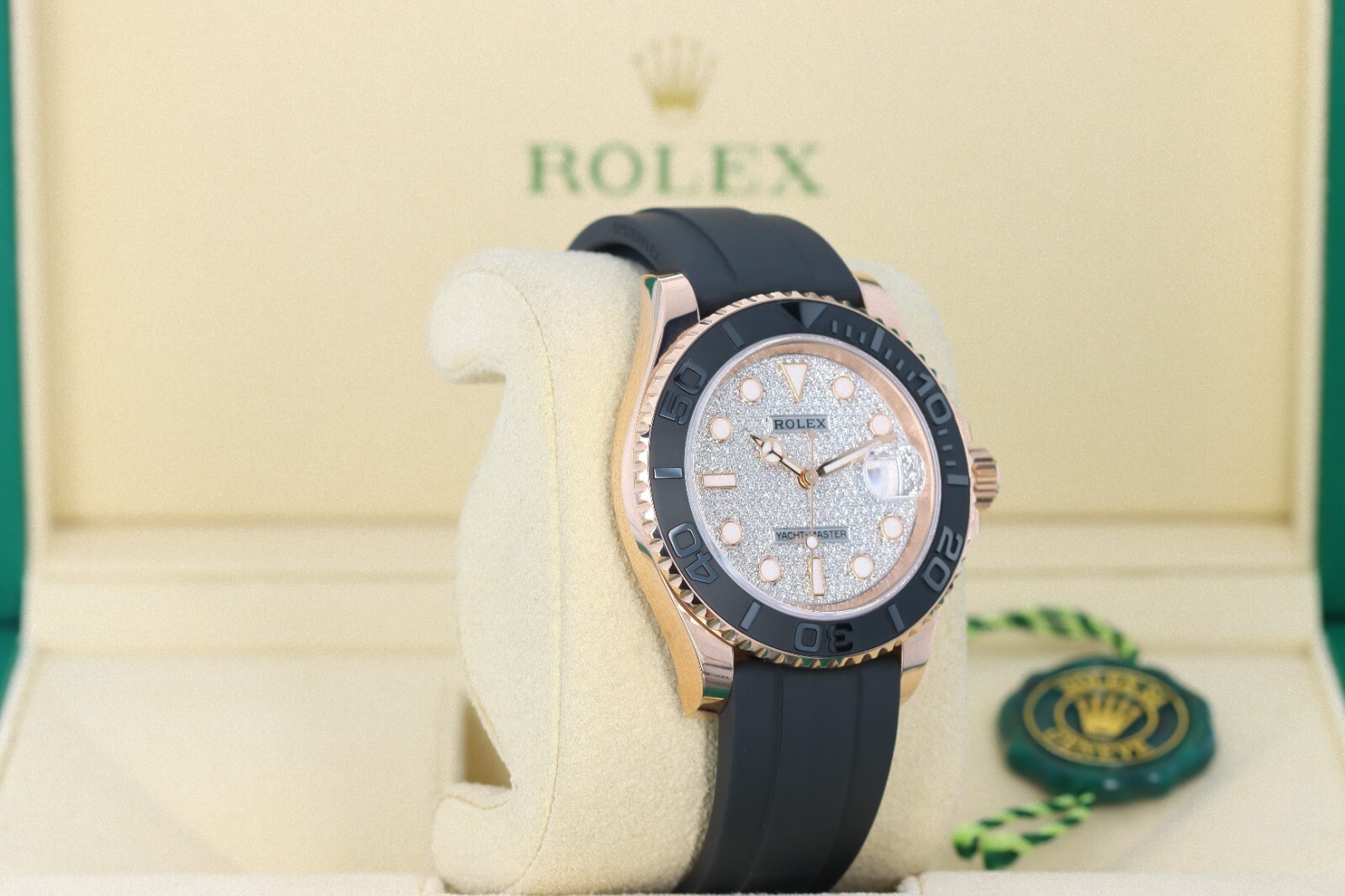 Rolex Yacht-Master 37mm, Pave Diamond Dial – 18kt Everose Gold Oysterflex 268655