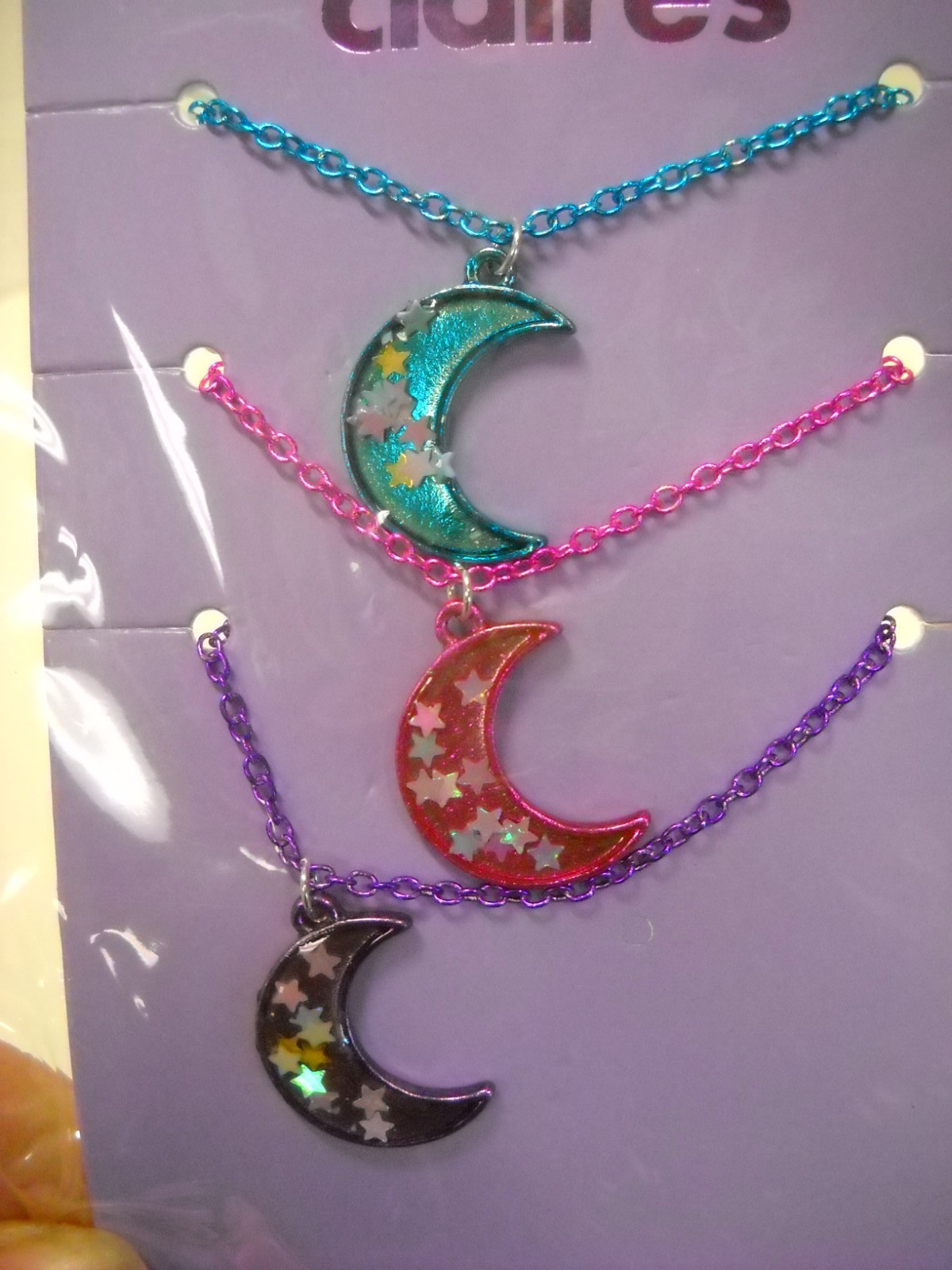 Claire’s Girl’s Rainbow Moon Layered Necklace Set & Cloud Earrings Lot F