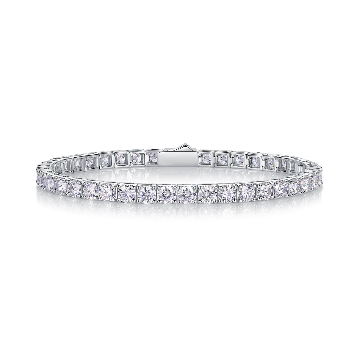 2mm Real Round Cut MOISSANITE Tennis Chain Bracelet 925 Sterling Silver 7.5″