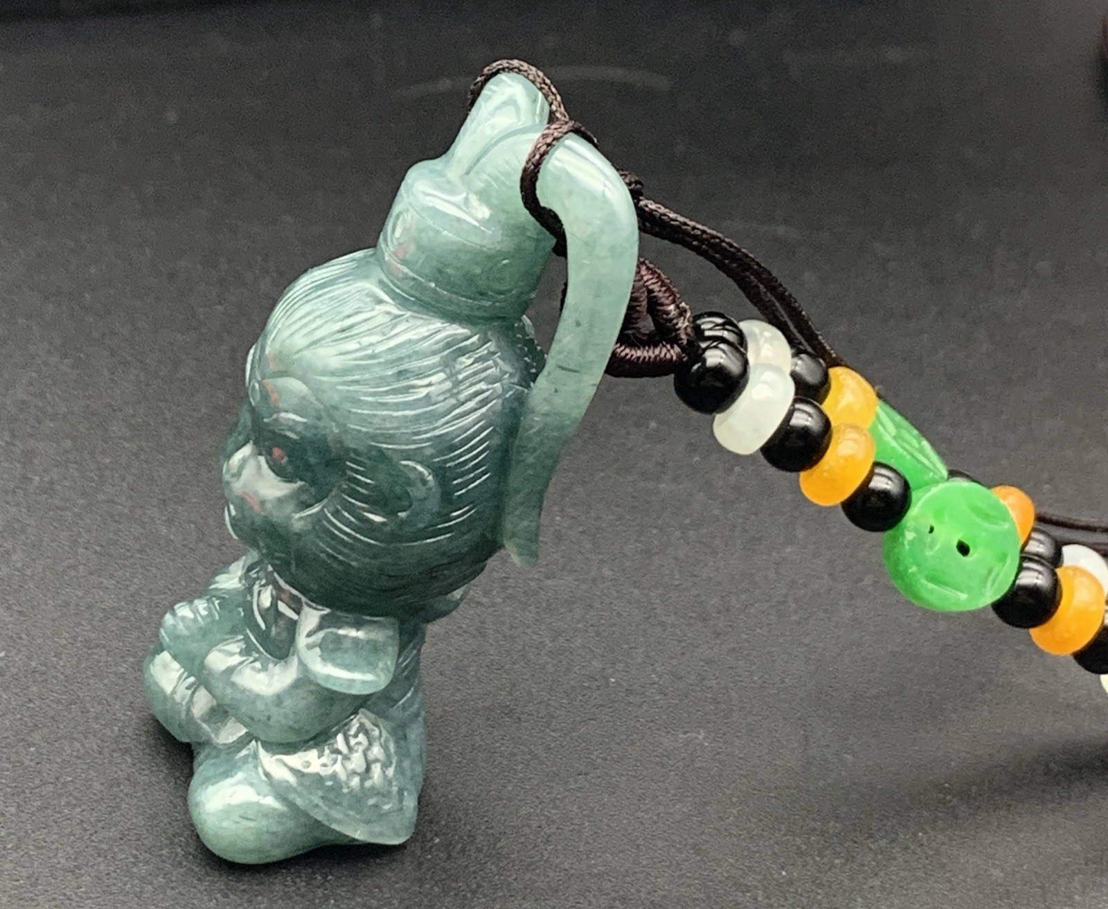 Video Certified Natural A Jade jadeite Display Cartoon Monkey Necklace 420527