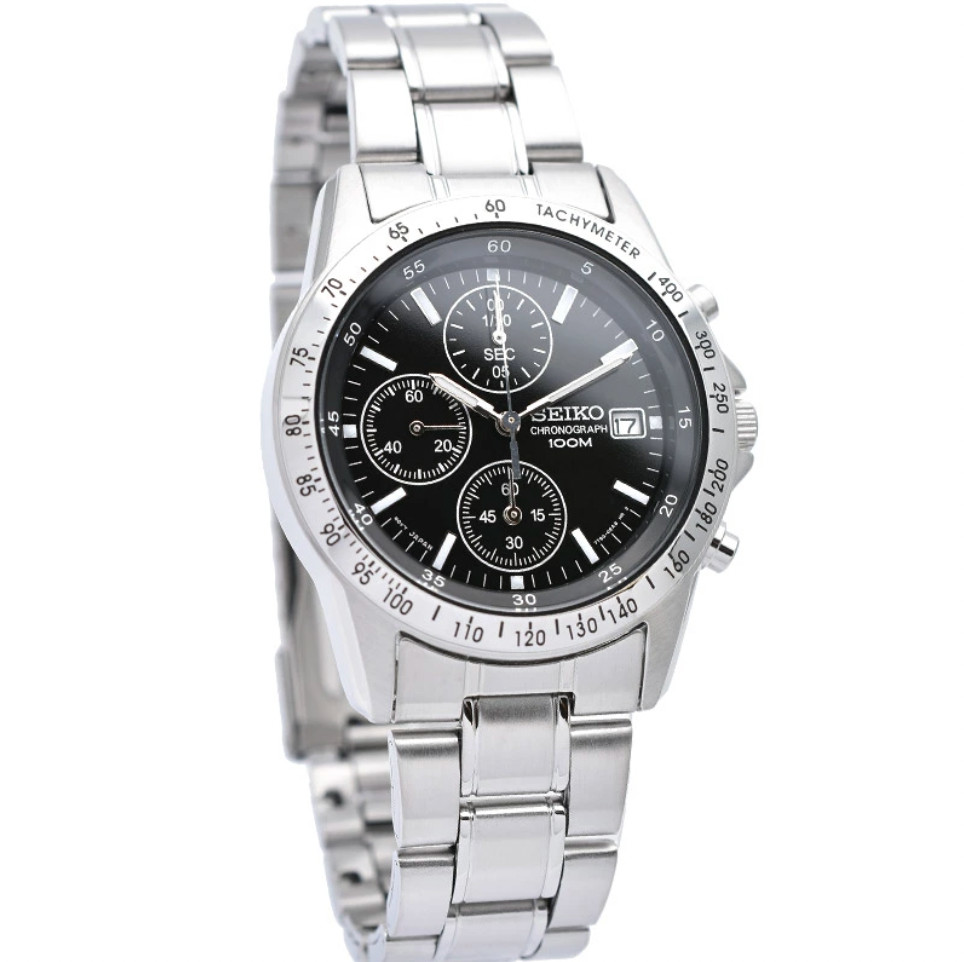 SEIKO High-speed Chronograph SND367PC SND367P1 Black Silver Men’s Watch Analog